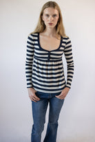 Striped Long Sleeve Babydoll Henley