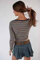 Striped Scoop Neck Long Sleeve Top
