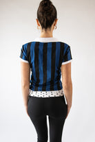 Ruched Side Striped Polo Tee