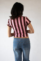 Ruched Side Striped Polo Tee
