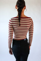 Striped Boat Neck Top Red