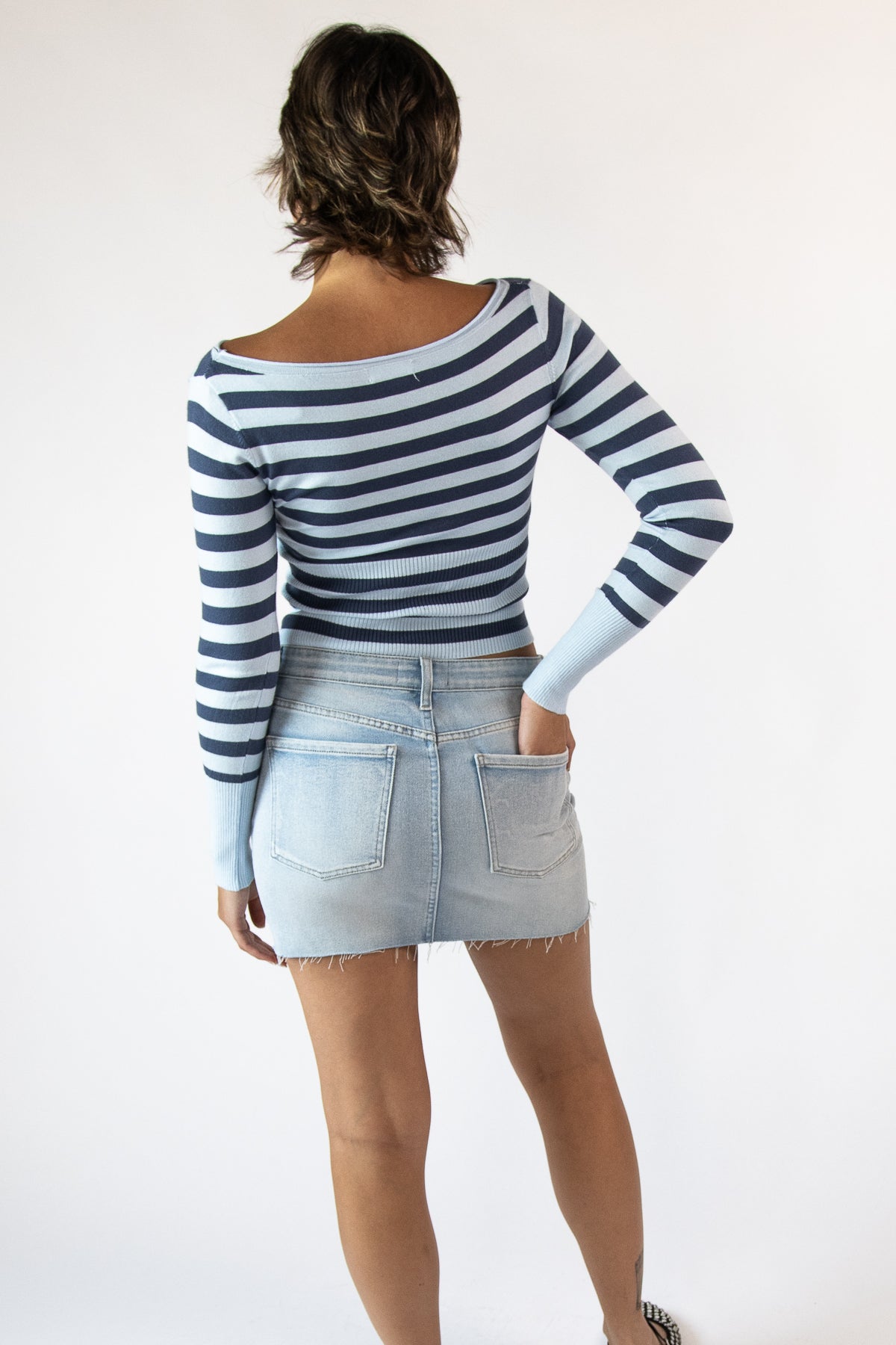 Striped Boat Neck Sweate