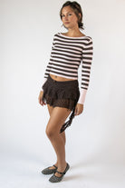 Striped Boat Neck Sweate