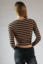 Striped Envelope Neck Long Sleeve Top