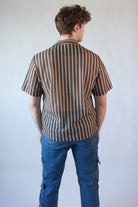 Striped Open Knit Button Up