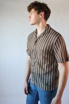 Striped Open Knit Button Up
