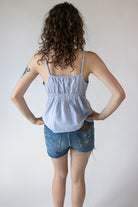 Striped Linen Blend Babydoll Tank Top