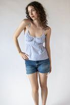 Striped Linen Blend Babydoll Tank Top