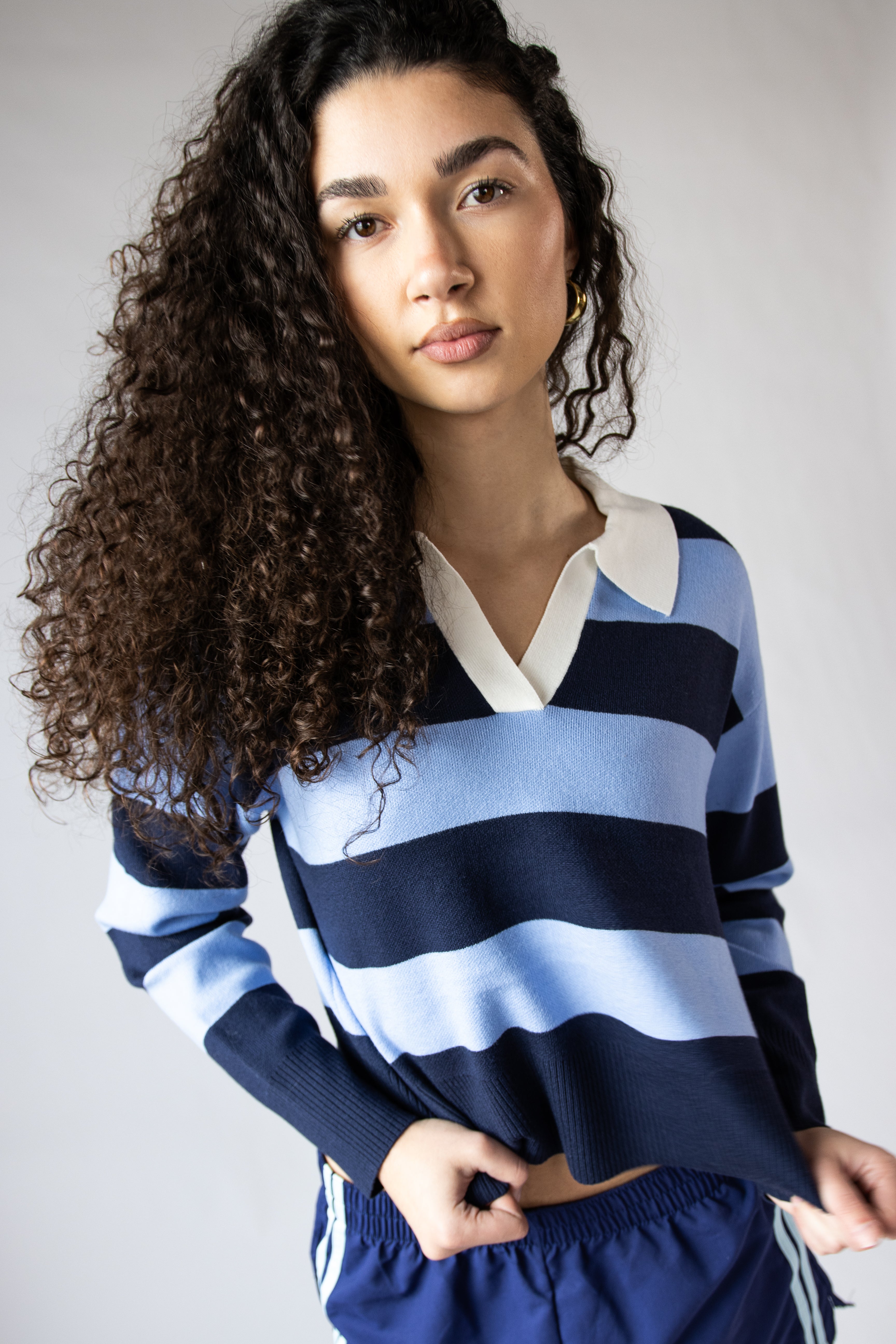 Striped Polo Sweater