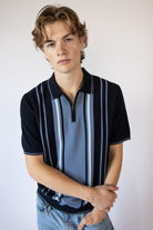 Striped Quarter Zip Knit Polo
