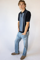 Striped Quarter Zip Knit Polo