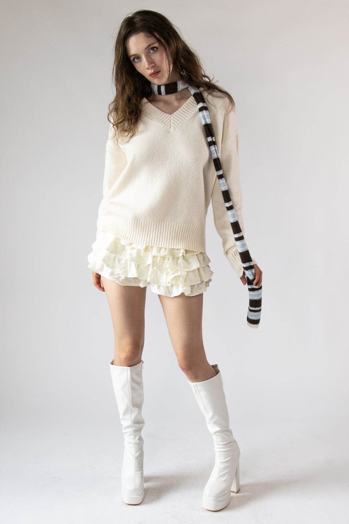 Striped Scarf Sweater Set