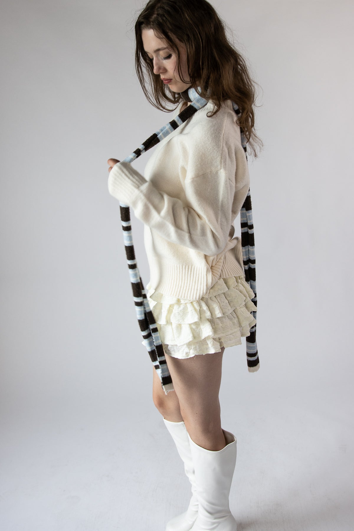 Striped Scarf Sweater Set