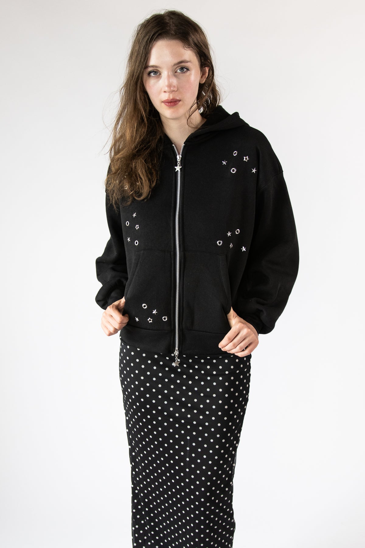 Studded Star Zip Hoodie