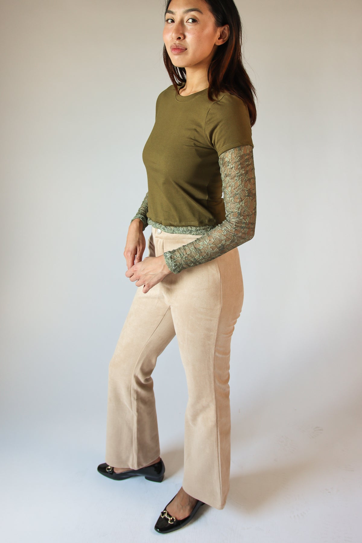 Suede Flare Pants