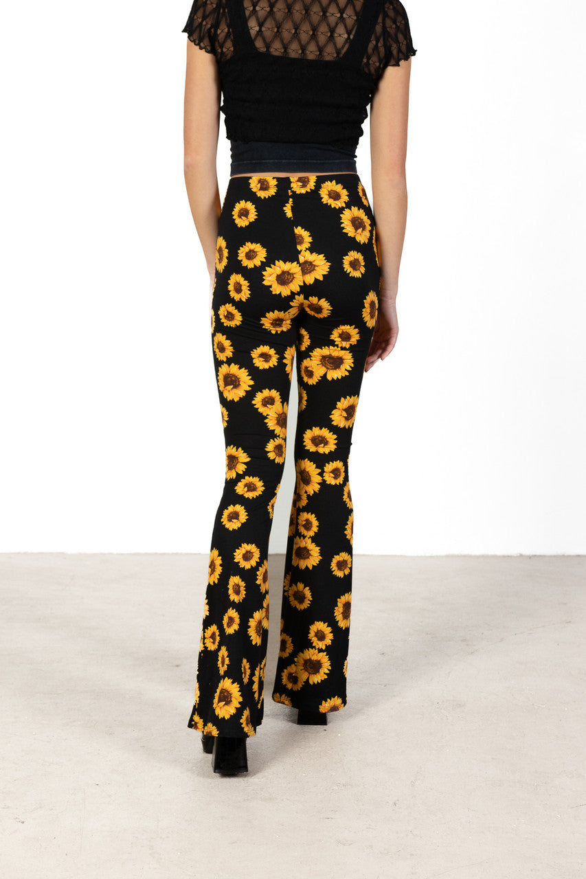 sunflower print flare pants Black Friday Hot Sale