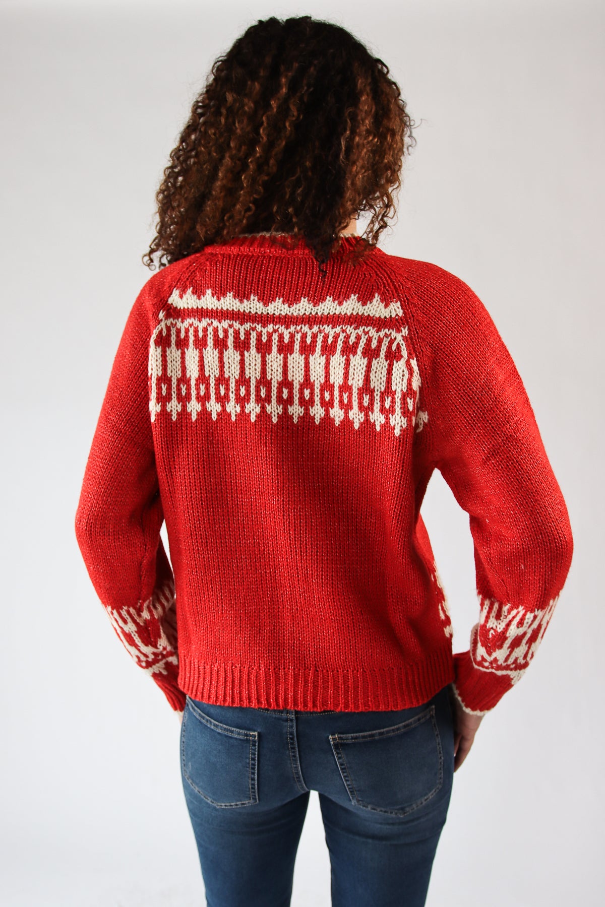 Swan Fair Isle Cardigan Red