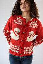 Swan Fair Isle Cardigan Red