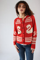 Swan Fair Isle Cardigan Red