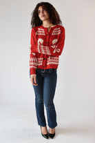 Swan Fair Isle Cardigan Red