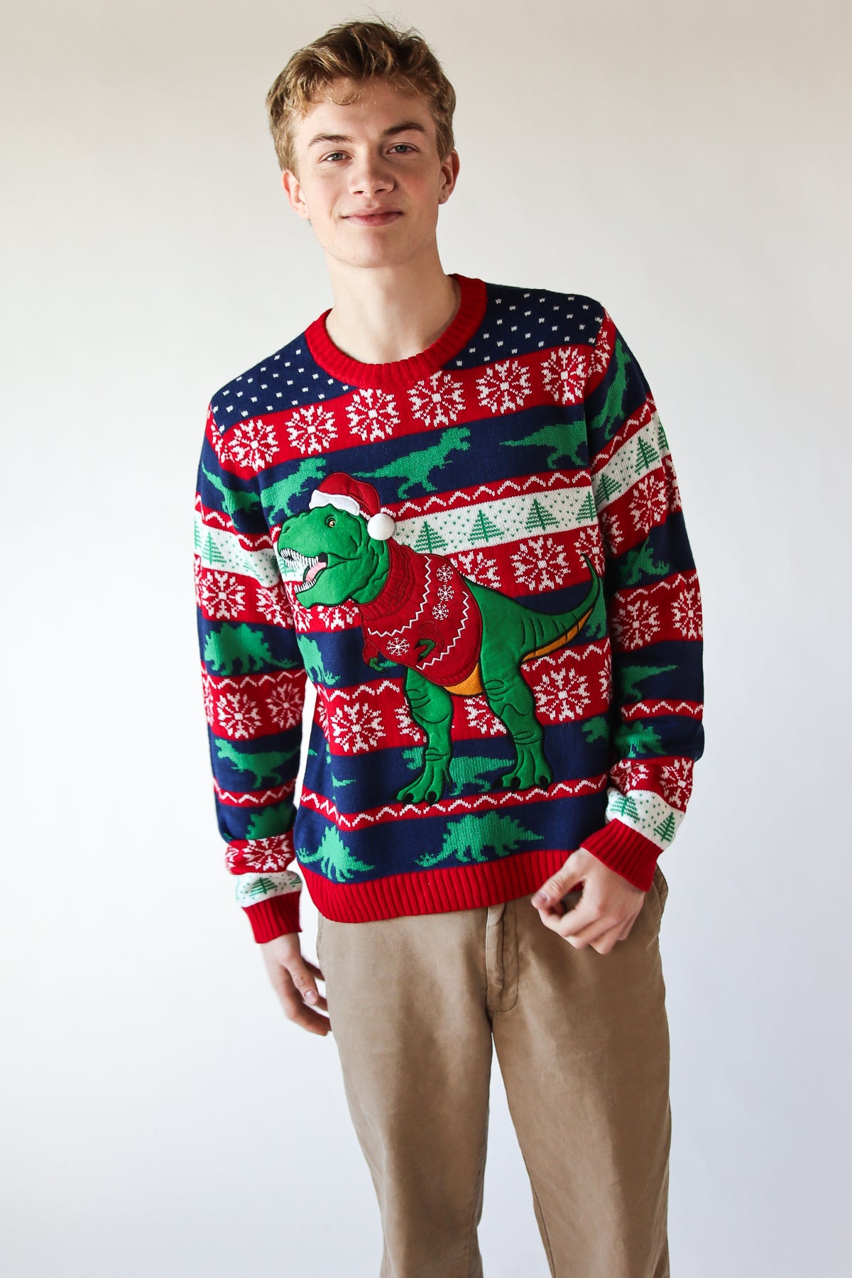 Christmas Sweater On A T-Rex Sweater