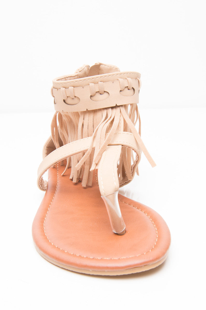 Tan Fringe Sandal