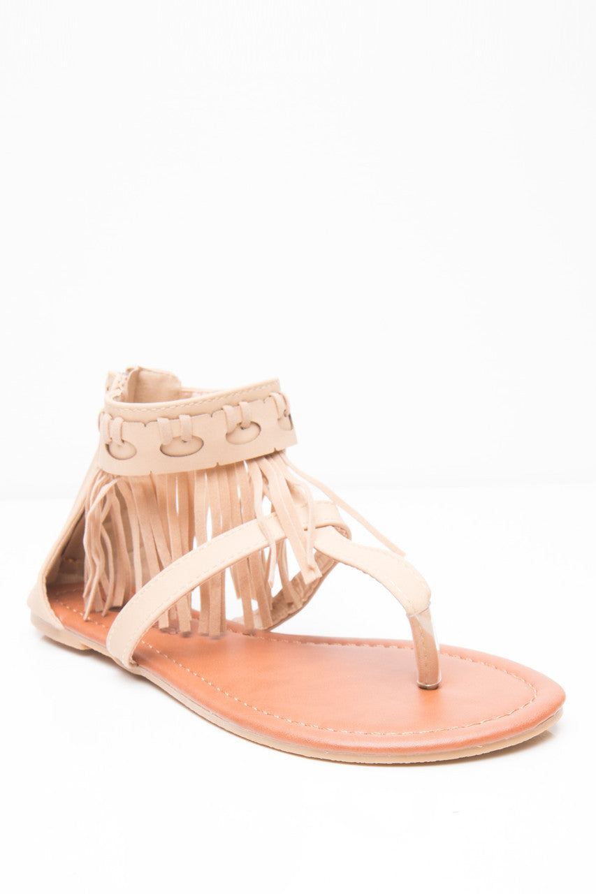 Tan Fringe Sandal