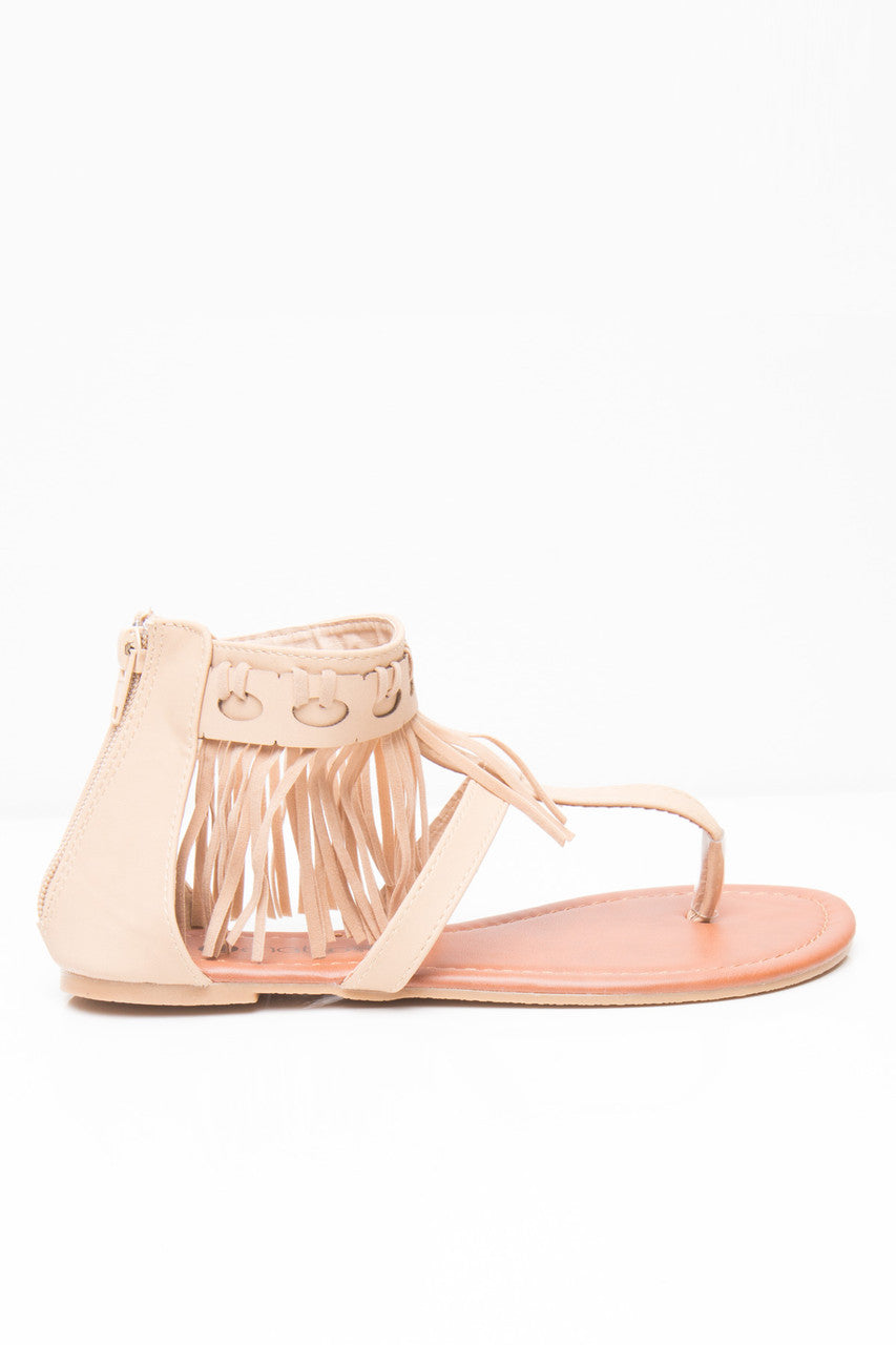 Tan Fringe Sandal