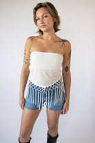 Tassel Fringe Mesh Tube Top