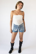 Tassel Fringe Mesh Tube Top