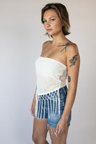 Tassel Fringe Mesh Tube Top
