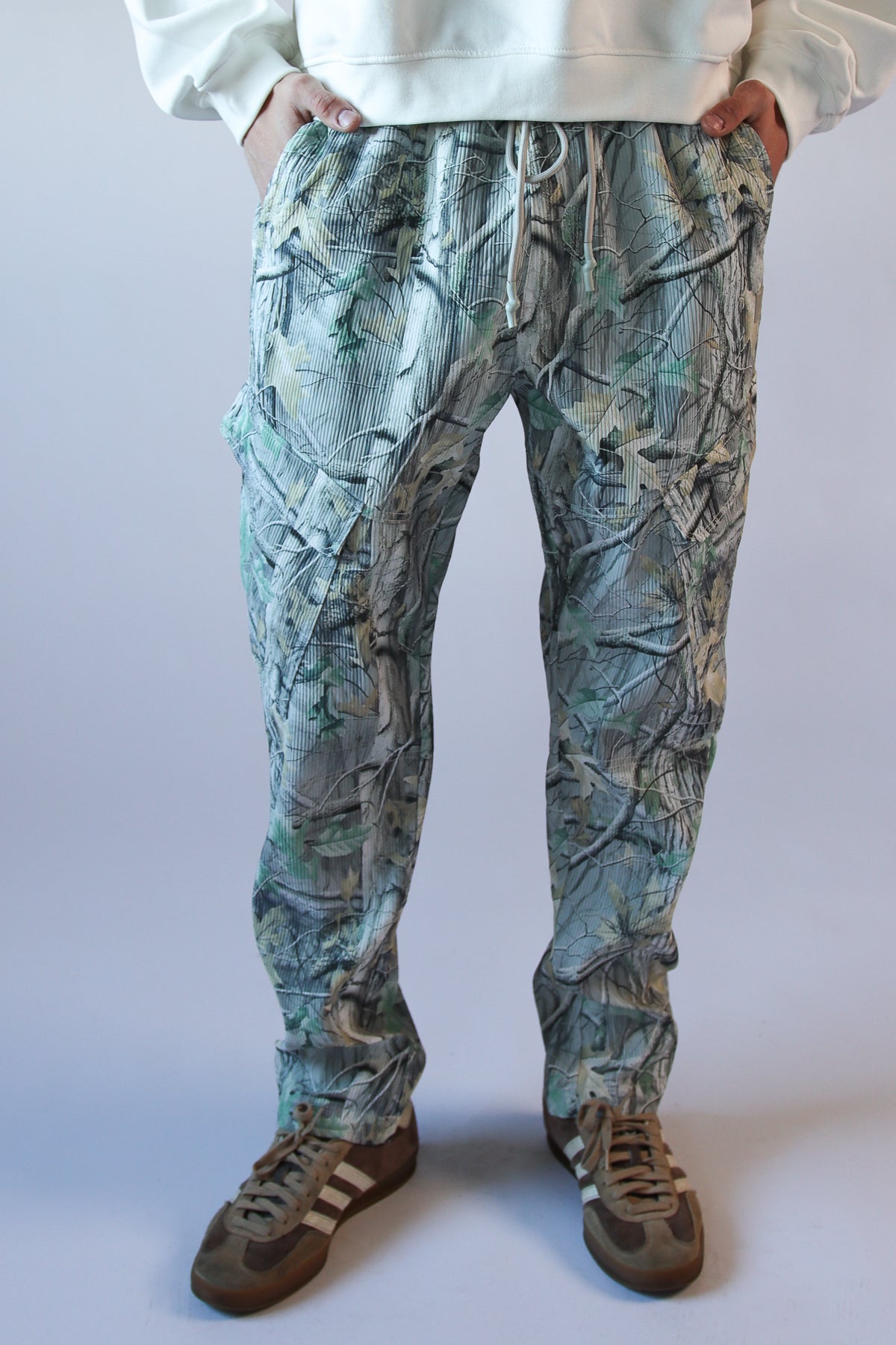 Textured Woodland Camo Cargo Pants