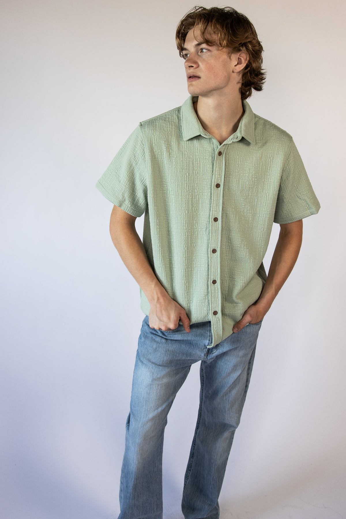 Textured Heavyweight Button Up Shirt