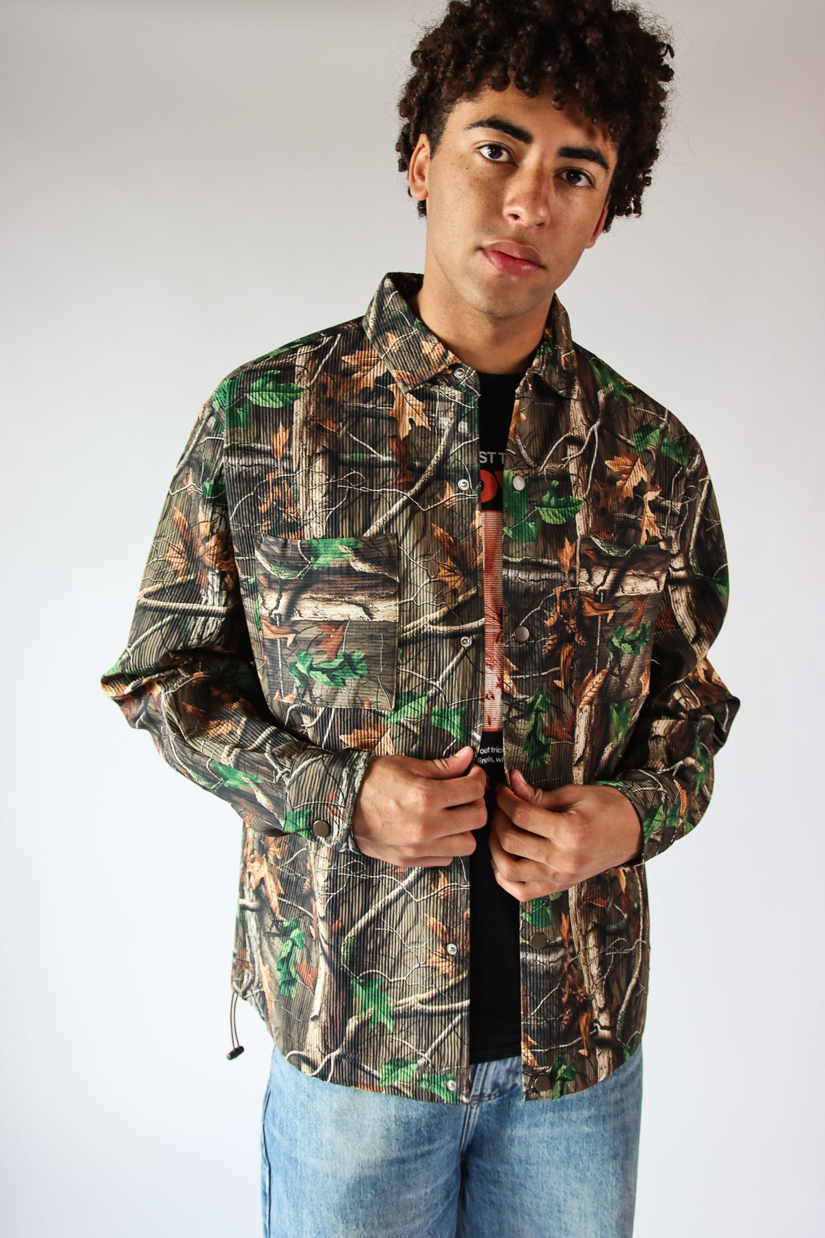 Textured Woodland Camo Jacket