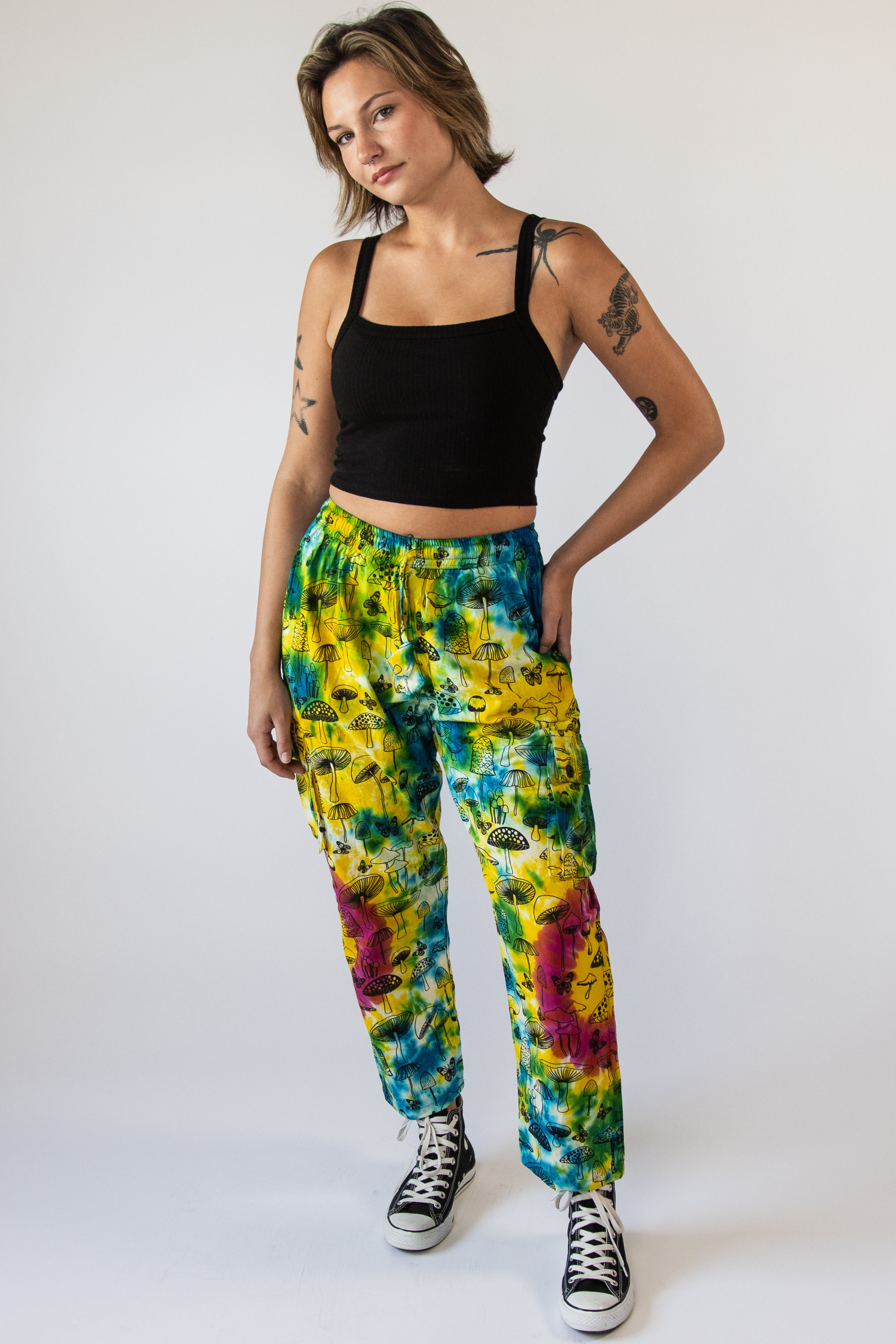 Tie Dye Mushroom Cargo Pants