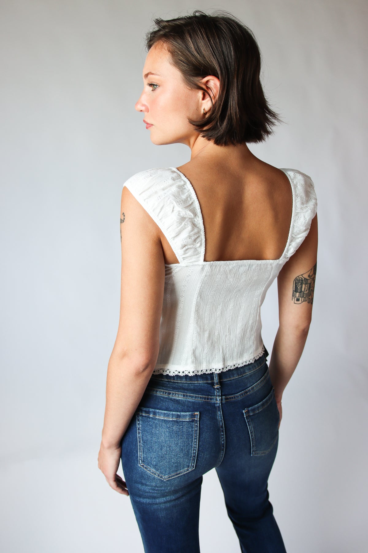 Tie Front Cap Sleeve Tank Top