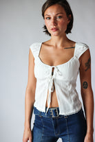 Tie Front Cap Sleeve Tank Top