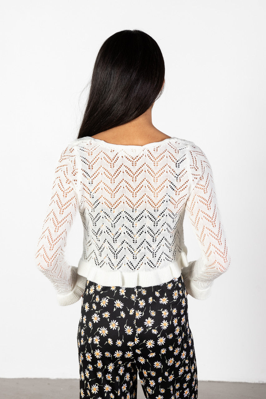 Tie Front Pointelle Cardigan