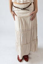 Belted Tiered Maxi Skirt