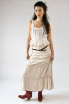 Belted Tiered Maxi Skirt