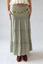 Belted Tiered Maxi Skirt