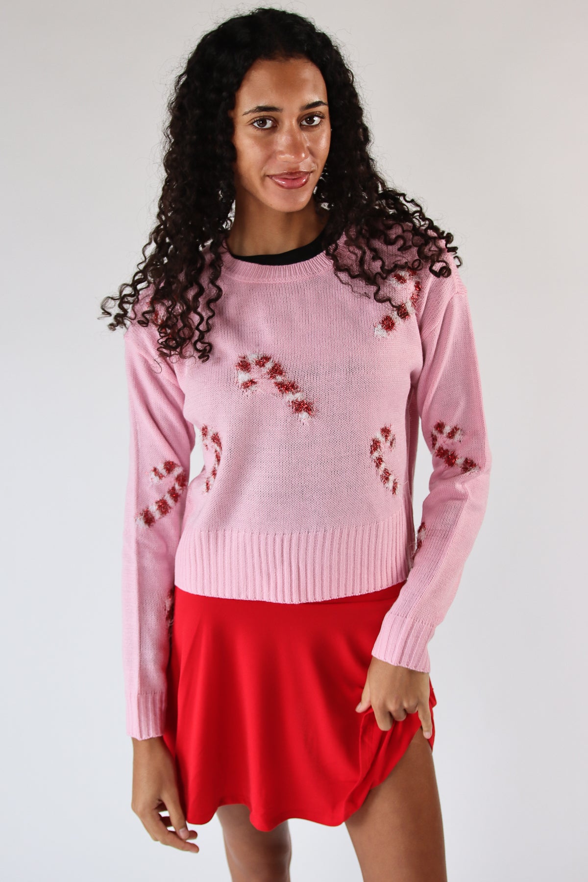 Tinsel Candy Cane Sweater