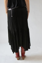 Turquoise Belt Hanky Hem Maxi Skirt