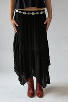 Turquoise Belt Hanky Hem Maxi Skirt