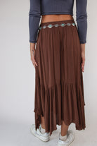 Turquoise Belt Hanky Hem Maxi Skirt
