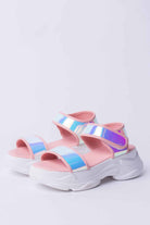 Blush Holographic Velcro Sandals