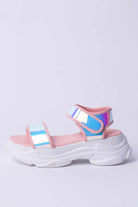 Blush Holographic Velcro Sandals