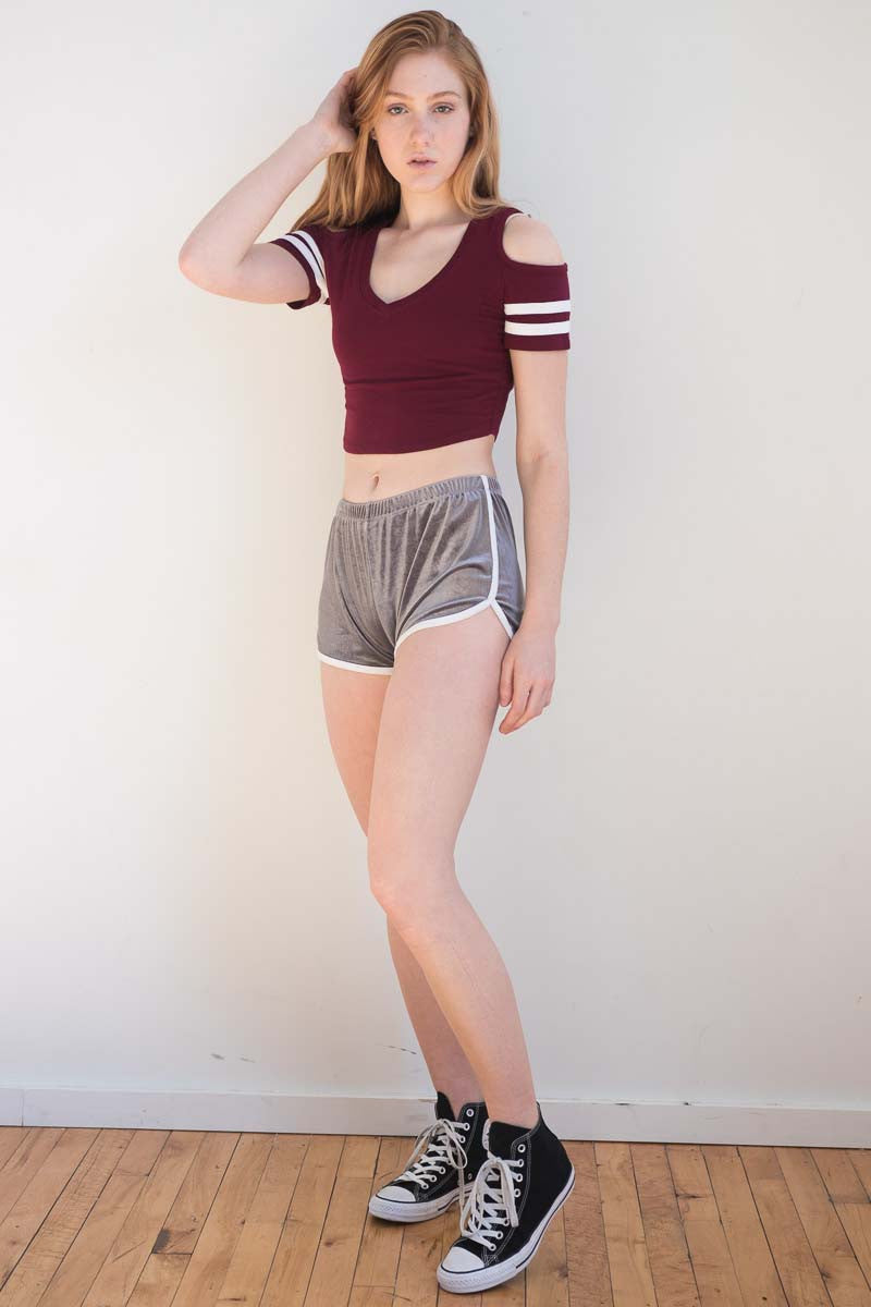 Grey Velvet Dolphin Shorts 1