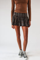 Velvet Bow Plaid Mini Skort