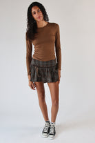 Velvet Bow Plaid Mini Skort
